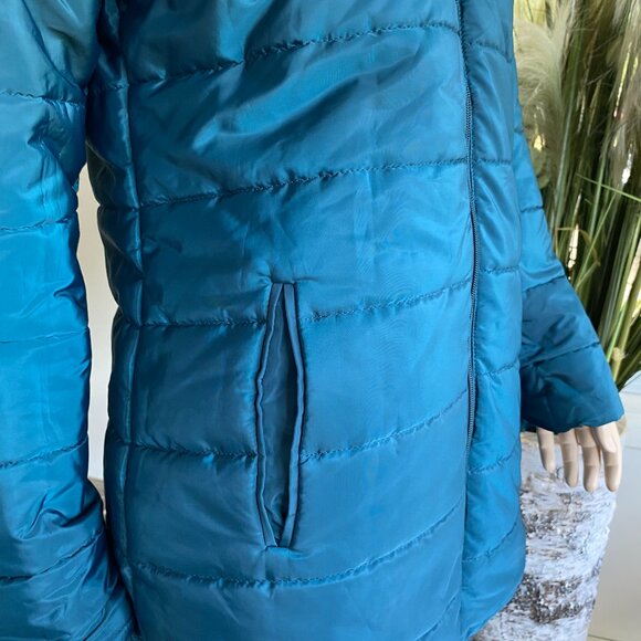 Deep Teal Green Reversable Faux Fur Teddy Jacket Sz M/8 - Picture 8 of 10